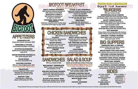 Online Menu Of Bigfoot Bacon And Brew Restaurant Altoona Iowa 50009