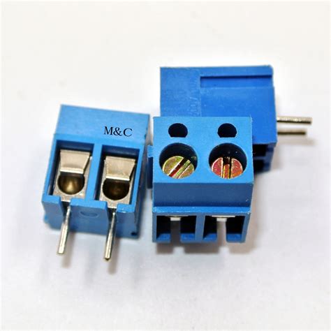 500 Pcs 2 Pin Screw Blue Pcb Terminal Block Connector 5mm Pitch Kf300