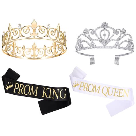 buy prom bridal crown shiny prom queen and king satin sash crowns king and queen crowns for
