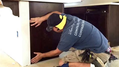 When installing kitchen cupboards, the end panel ensures a clean, professional looking finish. How to install cabinet skins (no nail) - YouTube
