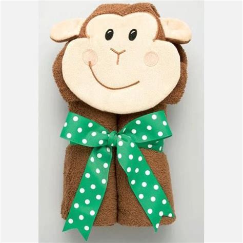Monkey Hooded Towel Tubby Personalization Available