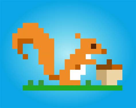 8 Bit Pixel Of Squirrel Animal Pixel For Game Assets And Cross Stitch