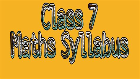 Class Vii Syllabus2 Youtube