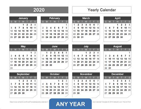 2021 yearly calendar template word & editable pdf. Yearly Calendar Template for 2020 and Beyond