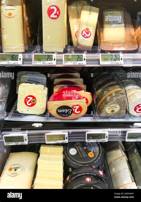 Cheese Display Supermarket Lyon France Stock Photo Alamy