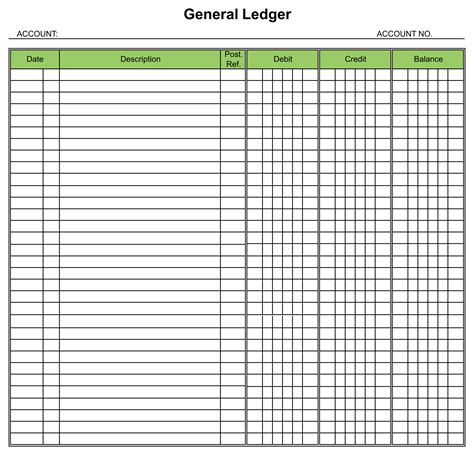 Printable Free Ledger Template