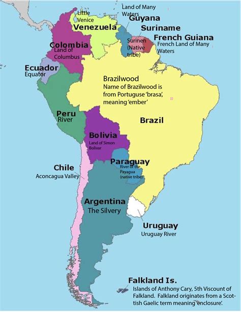 An Etymological Map Of South America Maps On The Web