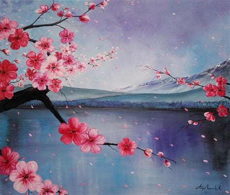 Japanese Sakura Beautiful Abstract Art Original Oil Painting Wall Decor