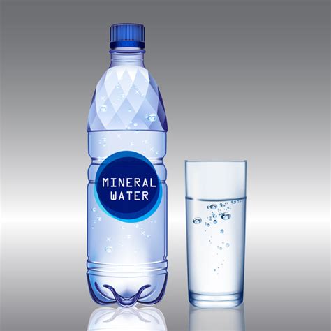 Mineral Water Bottle And Glass Vector Trust To Nature Free Vector Free