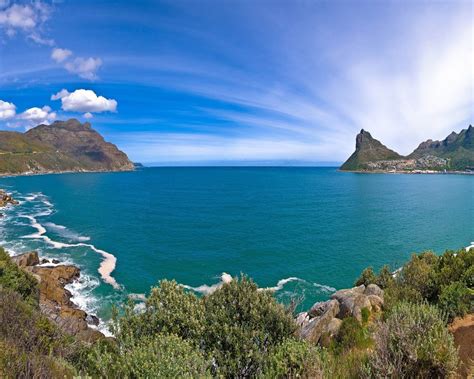 Sea Coast Blue Sea Waves Rocks Sky New Zealand Desktop Wallpaper Hd