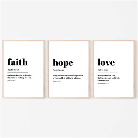 Faith Hope Love Print Bible Verse Scripture Christian Art Print