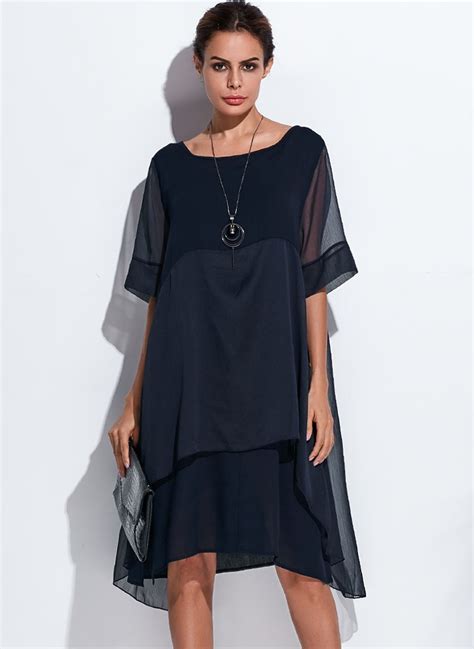 polyester solid half sleeve knee length casual dresses half sleeve dresses knee length dresses