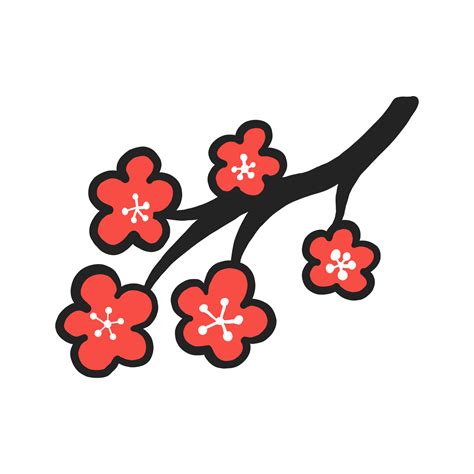 Sakura Or Cherry Blossom Iconic Japanese Symbol In Hand Drawn