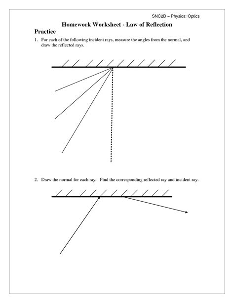 Light Reflection And Refraction Worksheet