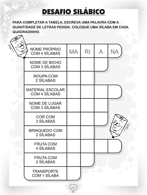 Atividades De Portugues 3 Ano Separação De Silabas E Classificação Educa
