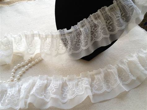 2 Yards White Ruffled Lace Trim Chiffon Lace Fabric Folded Etsy