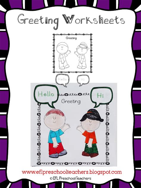 Esl Greetings Worksheets Children Will Trace The Words Hi Hello Cut