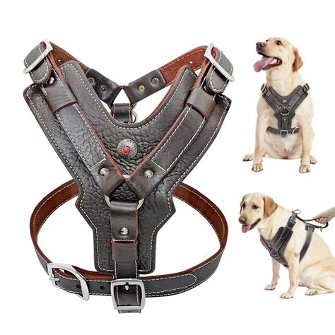 Large Dogs Genuine Leather Harness Durable Adjustable Dog Vest