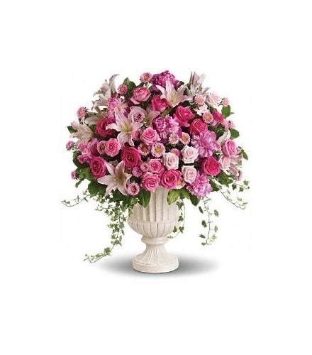 Passionate Pink Garden Arrangement Church And Hall Flowers Catalog