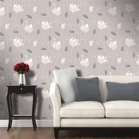 Vymura Synergy Taupe Beige Grey White Glitter Wallpaper Stripe Floral