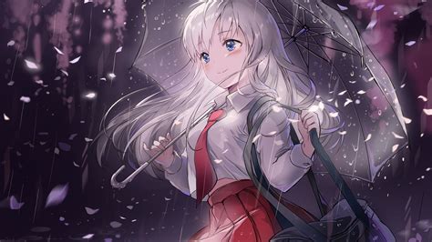 Download X Wallpaper Beautiful Anime Girl Enjoying Rain Umbrella Full Hd Hdtv Fhd