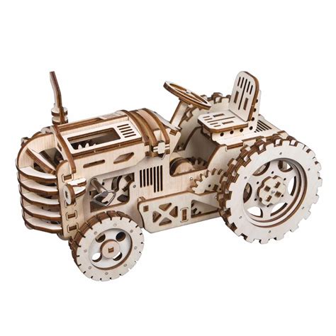 Robotime Creative Diy Gear Drive Tractor 3d Wooden Model Building Kits