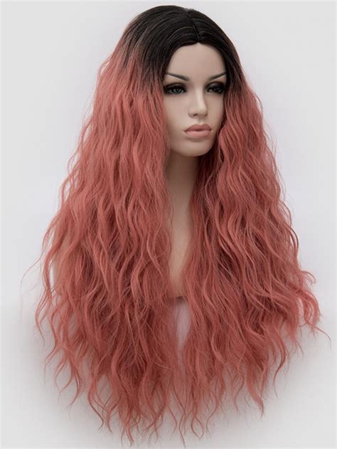 1bt Warm Pink Wave Non Lace Wefted Cap Wig Synthetic Wigs Babalahair