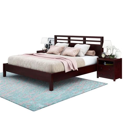 Tuscan metal & wood platform bed with wood slat support. Andalusia Contemporary Solid Mahogany Wood Platform Bed