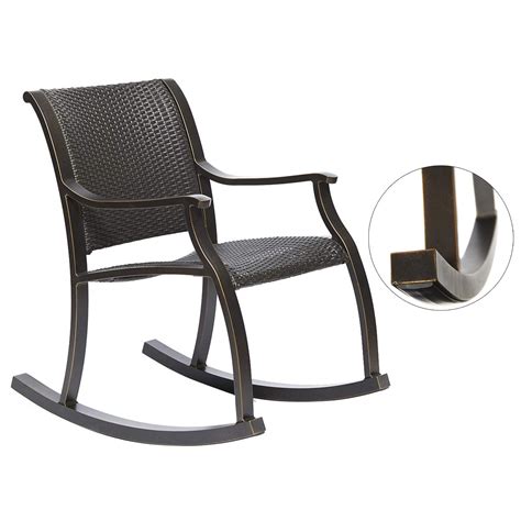 Rattan Rocker Chair Weather Resistant Wicker Rocking Armchair Outdoor