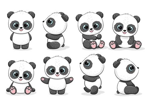 Collection Of Cute Pandas Vector Illustration Of A Cartoon 22508016 Vector Art At Vecteezy