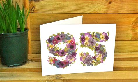 Flora Graphics — Personalised 95th Birthday Card Pressed Flower Print