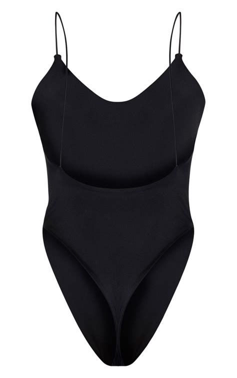 Black Skinny Strap Swimsuit Swimwear Prettylittlething Usa