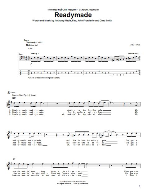 Readymade By Red Hot Chili Peppers Bass Tab Guitar Instructor