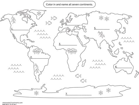 Blank Continent Map Worksheet