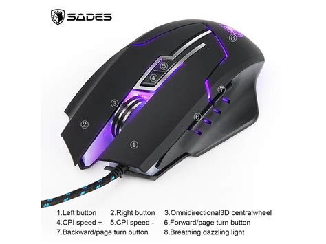 Sades Q7 Gaming Mice 6 Buttons Professional Led Optical Usb Wired