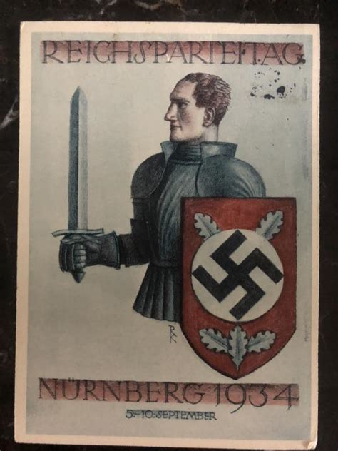 1934 Germany Picture Postcard Cover Nuremberg Rally Nsdap To Weimar