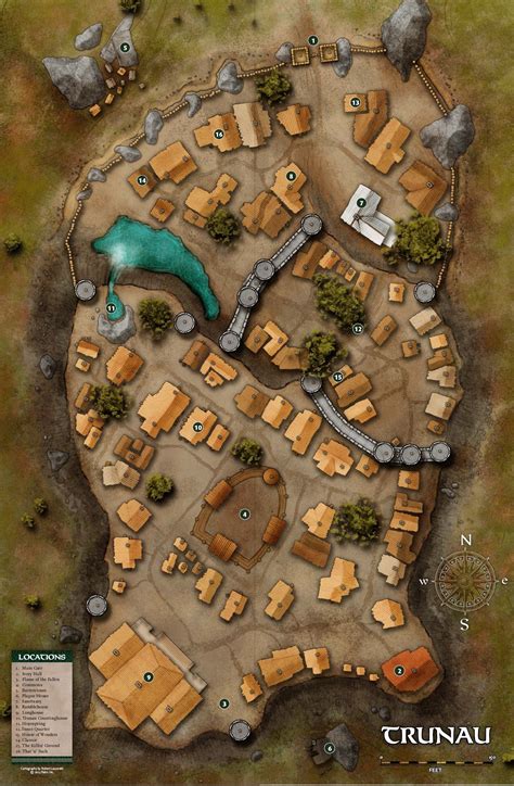Map Of Trunau Fantasy City Map Pathfinder Maps D D Maps