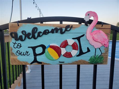 Outdoor Pool Sign Welcome To Our Pool Etsy