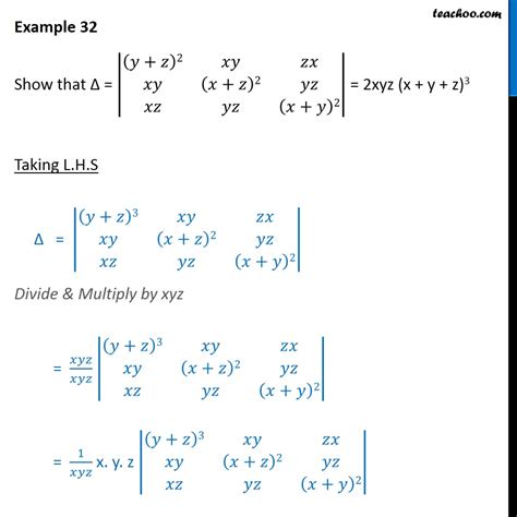example 32 show that determinant 2xyz x y z 3 class 12