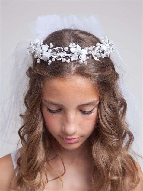 Communion Veils And Headpieces First Communion Hairstyles Communion