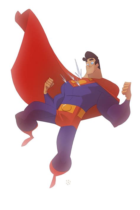 A Cartoon Character Flying Through The Air With A Red Cape Over His
