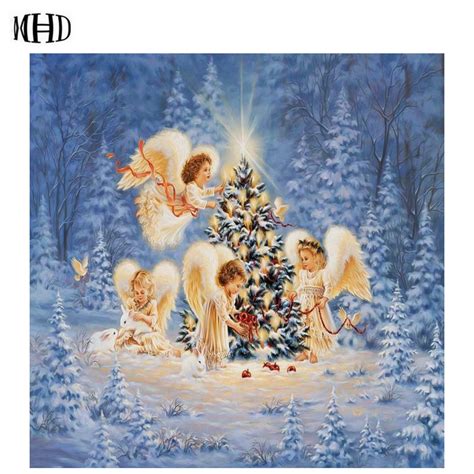 Mhd 3d Diamond Embroidery Snow Angels Baby Merry Christmas Resin