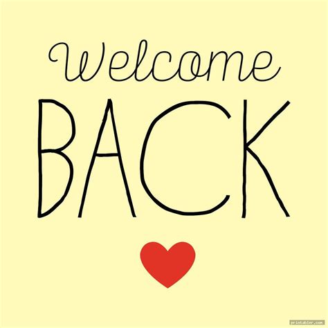 Welcome Back Card Free Printable