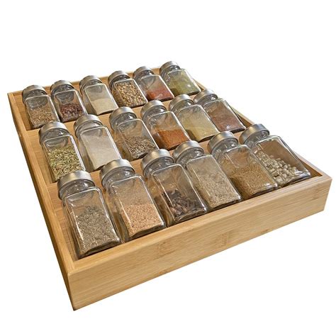 Simhoo Bamboo Spice Rack In Drawer Kitchen Cabinet Spice 18 Bottle