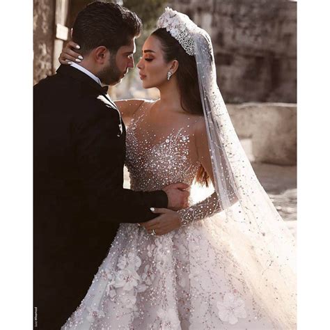 فستان زفاف مطرز بالكريستال الفاخر من جانسيمبر Htl231 فستان زفاف طويل