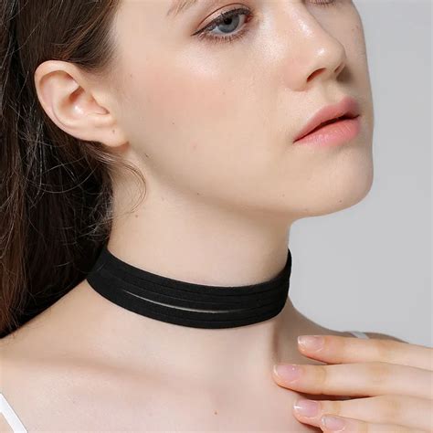 Womens Fashion Multilayer Black Velvet Choker Necklace Simple Harajuku