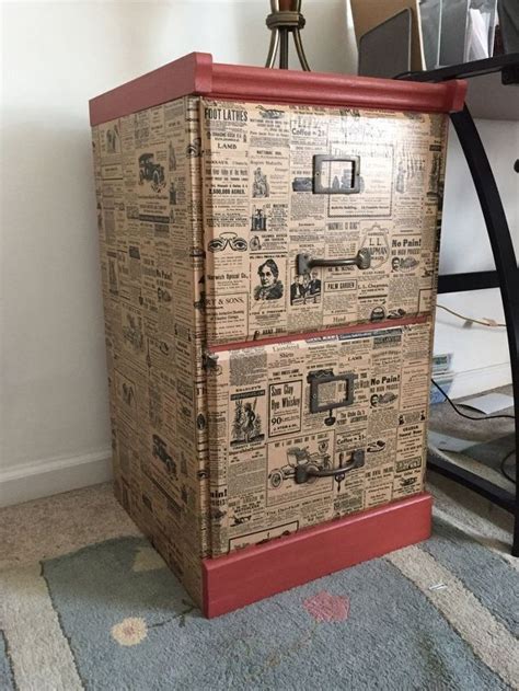 The finish will not be as smooth and the brush marks will show. File Cabinet upcycle with Wrapping Paper | Metal filing ...