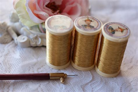 Old Gold Sajou Metallic Thread Metallic Sewing Thread Fil Au Etsy