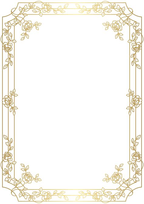 A Golden Frame With Flowers And Leaves On The Edges In An Art Deco Style