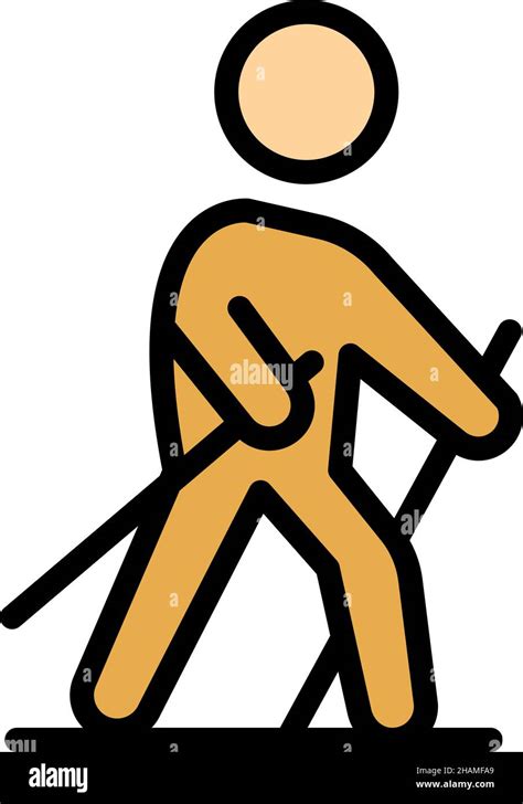 Nordic Walking Icon Outline Nordic Walking Vector Icon Color Flat